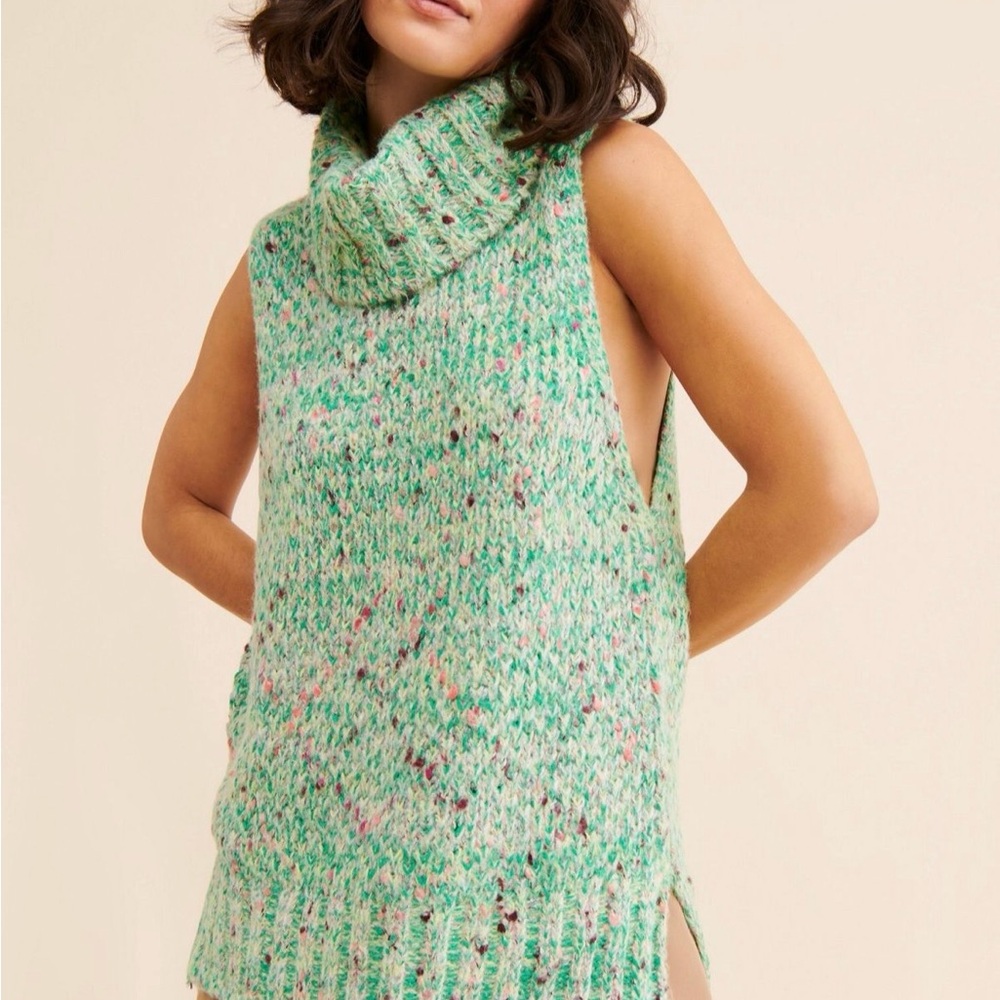 Free People Multicolor Cowl Neck Sweater Vest